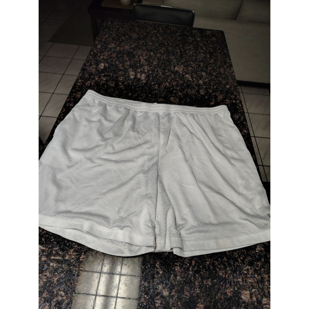 Starter Mens White Mesh Athletic Basketball Shorts 2XL Embroidered Logo